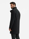 Ombre Clothing Pánský kabát s vysokým límcem a asymetrickým zapínáním černý Ombre Clothing