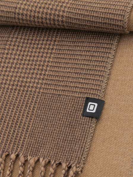 Ombre Clothing Pánská oboustranná kostkovaná šála s třásněmi hnědá a béžová Ombre Clothing