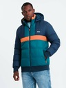 Ombre Clothing Pánská sportovní bunda v retro barvách tmavě modrá a oranžová Ombre Clothing