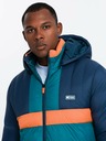 Ombre Clothing Pánská sportovní bunda v retro barvách tmavě modrá a oranžová Ombre Clothing