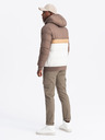 Ombre Clothing Pánská barevná retro sportovní bunda béžová a bílá Ombre Clothing