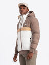 Ombre Clothing Pánská barevná retro sportovní bunda béžová a bílá Ombre Clothing