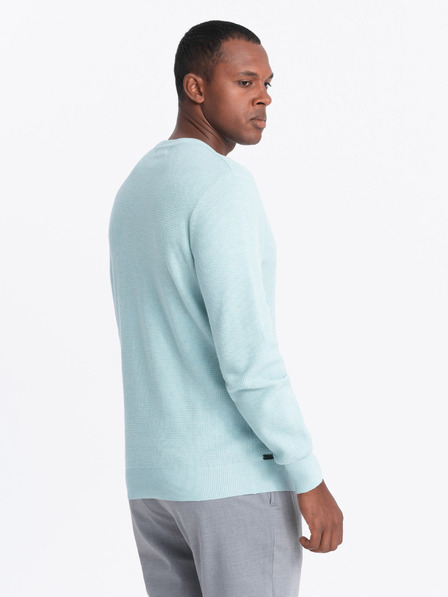 Ombre Clothing Pánský melanžový strukturovaný pletený svetr mátový Ombre Clothing