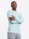 Ombre Clothing Pánský melanžový strukturovaný pletený svetr mátový Ombre Clothing
