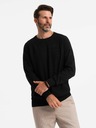 Ombre Clothing Pánský raglánový svetr s žebrovanými rukávy černý Ombre Clothing