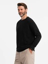 Ombre Clothing Pánský raglánový svetr s žebrovanými rukávy černý Ombre Clothing