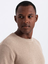 Ombre Clothing Pánský melanžový strukturovaný pletený svetr pískový Ombre Clothing
