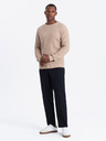 Ombre Clothing Pánský melanžový strukturovaný pletený svetr pískový Ombre Clothing