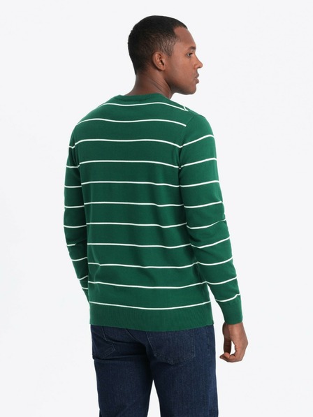 Ombre Clothing Pánský ležérní svetr s vodorovnými pruhy zelený Ombre Clothing