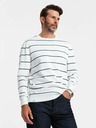 Ombre Clothing Pánský ležérní svetr s vodorovnými pruhy krémový Ombre Clothing