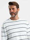 Ombre Clothing Pánský ležérní svetr s vodorovnými pruhy krémový Ombre Clothing