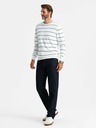 Ombre Clothing Pánský ležérní svetr s vodorovnými pruhy krémový Ombre Clothing