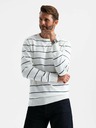 Ombre Clothing Pánský ležérní svetr s vodorovnými pruhy krémový Ombre Clothing