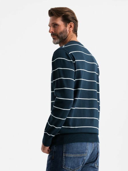 Ombre Clothing Pánský ležérní svetr s vodorovnými pruhy tmavě modrý Ombre Clothing