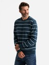 Ombre Clothing Pánský ležérní svetr s vodorovnými pruhy tmavě modrý Ombre Clothing