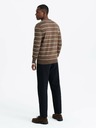 Ombre Clothing Pánský ležérní svetr s vodorovnými pruhy hnědý Ombre Clothing