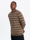Ombre Clothing Pánský ležérní svetr s vodorovnými pruhy hnědý Ombre Clothing