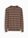 Ombre Clothing Pánský ležérní svetr s vodorovnými pruhy hnědý Ombre Clothing