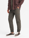 Ombre Clothing Pánské kalhoty jogger s kapsami a potiskem tmavě olivově zelené Ombre Clothing