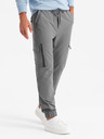 Ombre Clothing Pánské kalhoty jogger s kapsami a potiskem šedé Ombre Clothing