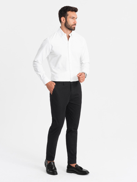 Ombre Clothing Pánské kalhoty REGULAR FIT chinos černé Ombre Clothing