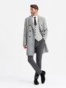 Ombre Clothing Elegantní pánský dvouřadý kabát ve tvaru rybí kosti šedý Ombre Clothing