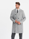Ombre Clothing Elegantní pánský dvouřadý kabát ve tvaru rybí kosti šedý Ombre Clothing