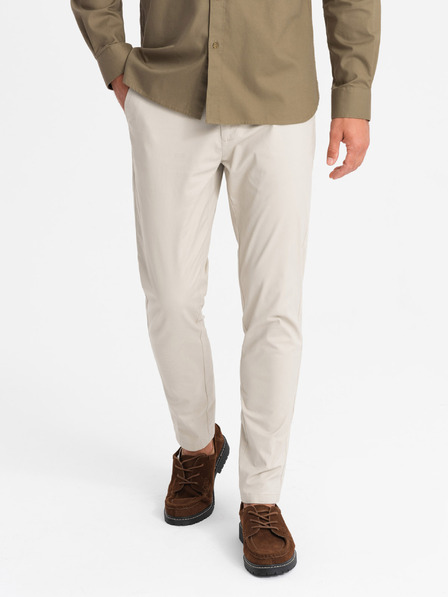 Ombre Clothing Pánské kalhoty chino REGULAR FIT béžové Ombre Clothing