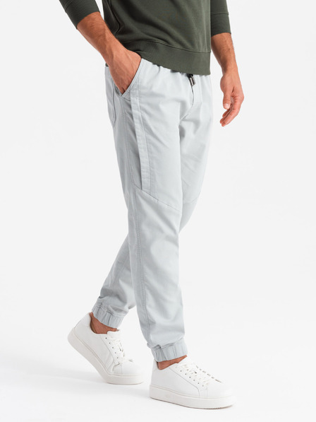 Ombre Clothing Pánské pletené tepláky se záhyby světle šedé Ombre Clothing