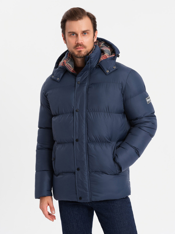 Ombre Clothing Pánská bunda s kostkovanou podšívkou Ombre Clothing