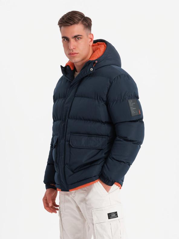 Ombre Clothing Pánská sportovní teplá bunda s dvojitou kapucí Ombre Clothing