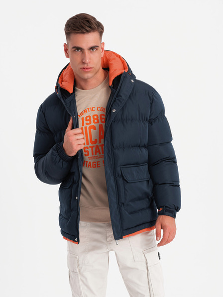 Ombre Clothing Pánská sportovní teplá bunda s dvojitou kapucí Ombre Clothing