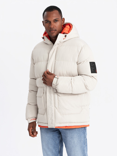 Ombre Clothing Pánská sportovní teplá bunda s dvojitou kapucí Ombre Clothing