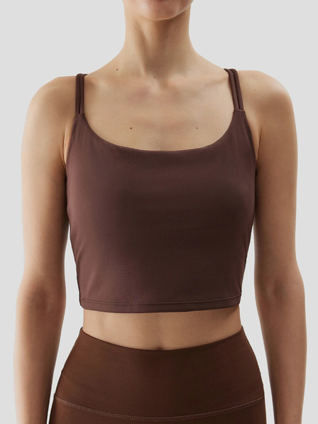 4F Dámský crop top na jógu z recyklovaných materiálů 4F - hnědý