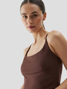 4F Dámský crop top na jógu z recyklovaných materiálů 4F - hnědý