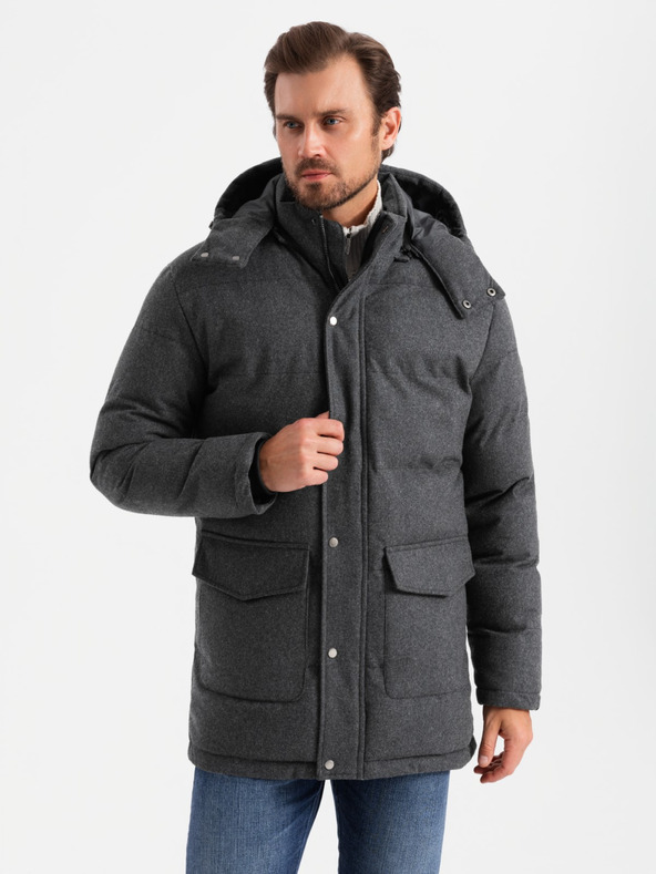Ombre Clothing Pánská dlouhá teplá bunda parka s vlnou Ombre Clothing