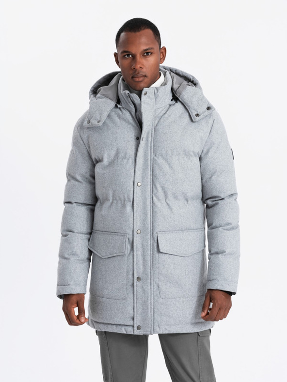 Ombre Clothing Pánská dlouhá teplá bunda parka s vlnou Ombre Clothing