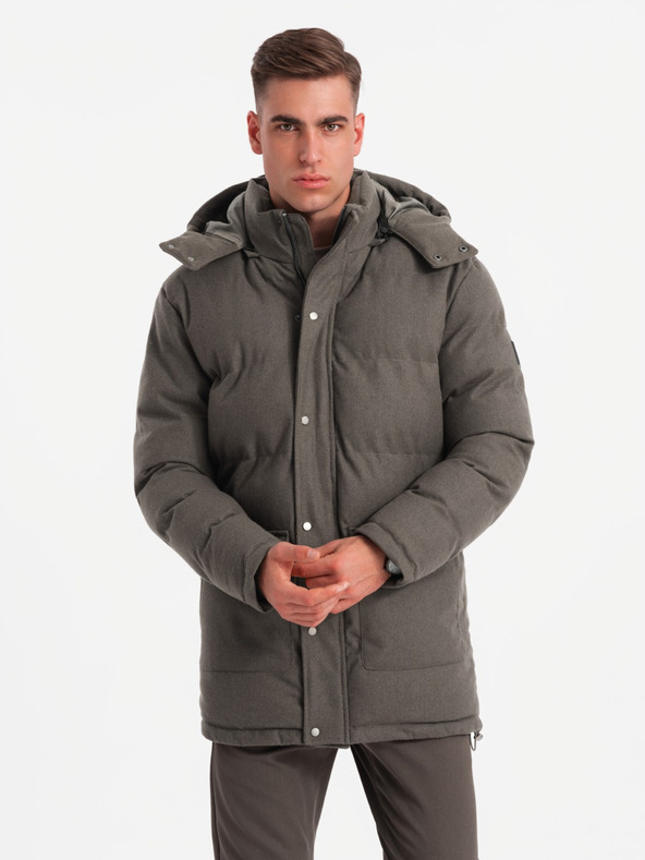 Ombre Clothing Pánská dlouhá teplá bunda parka s vlnou Ombre Clothing