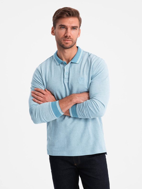 Ombre Clothing Pánské polo tričko s dlouhým rukávem Ombre Clothing