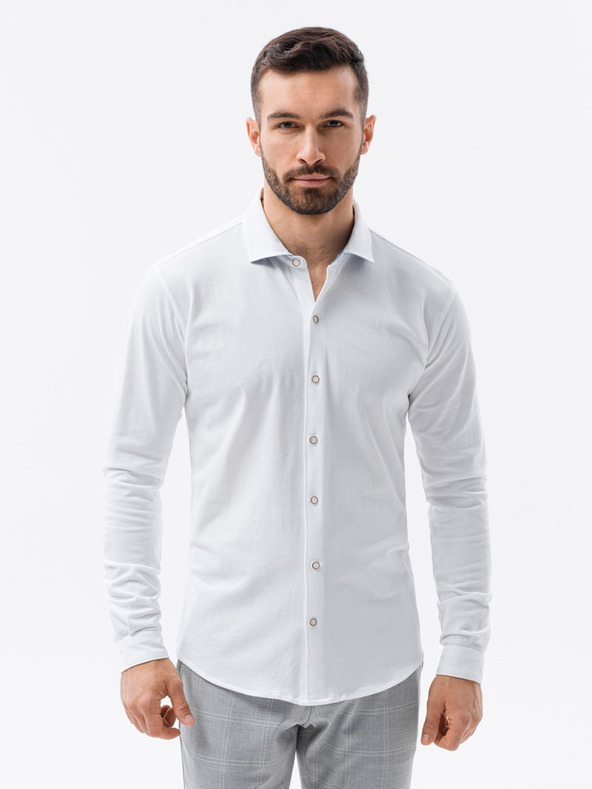 Ombre Clothing Pánská pletená slim košile s dlouhým rukávem Ombre Clothing