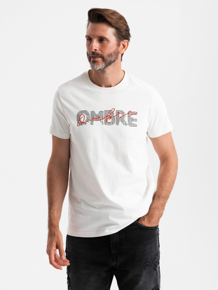 Ombre Clothing Pánské bavlněné tričko s jemnou výšivkou Ombre Clothing