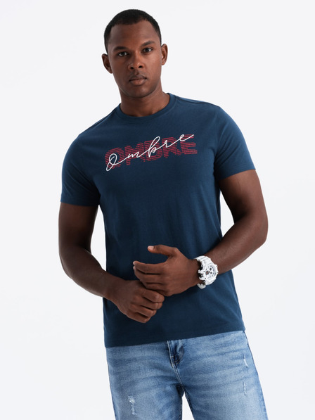 Ombre Clothing Pánské bavlněné tričko s jemnou výšivkou Ombre Clothing