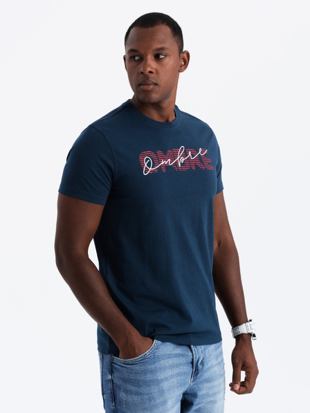 Ombre Clothing Pánské bavlněné tričko s jemnou výšivkou Ombre Clothing