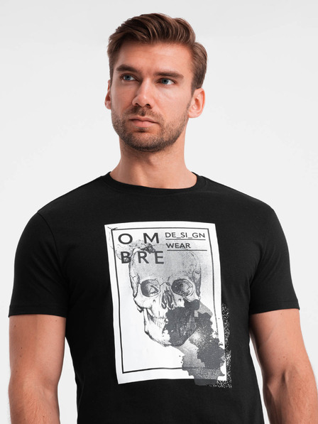 Ombre Clothing Pánské bavlněné tričko s jemnou výšivkou Ombre Clothing