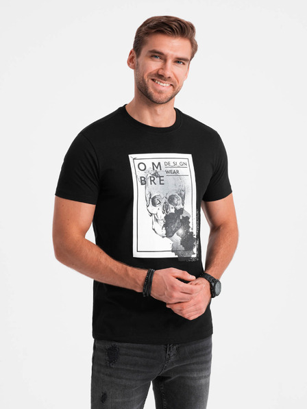 Ombre Clothing Pánské bavlněné tričko s jemnou výšivkou Ombre Clothing