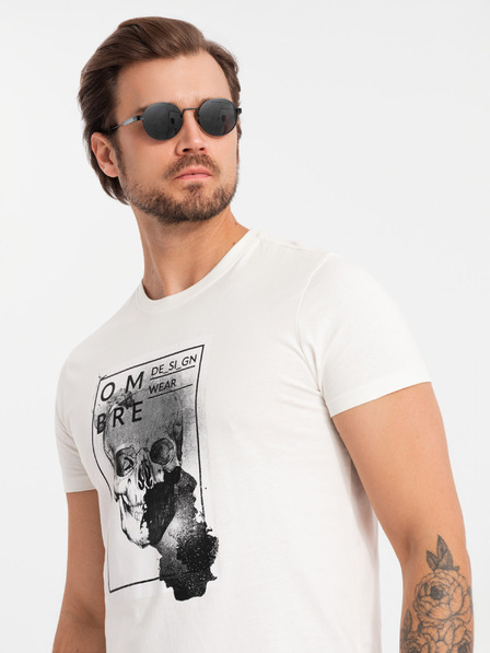 Ombre Clothing Pánské bavlněné tričko s jemnou výšivkou Ombre Clothing