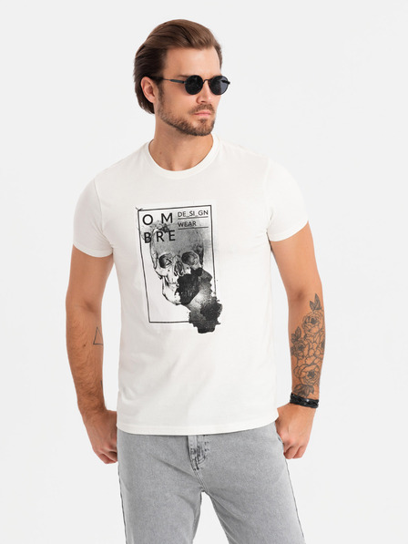 Ombre Clothing Pánské bavlněné tričko s jemnou výšivkou Ombre Clothing