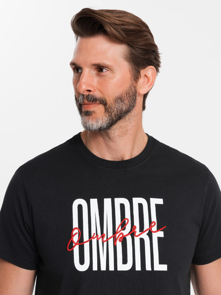 Ombre Clothing Pánské bavlněné tričko s jemnou výšivkou Ombre Clothing