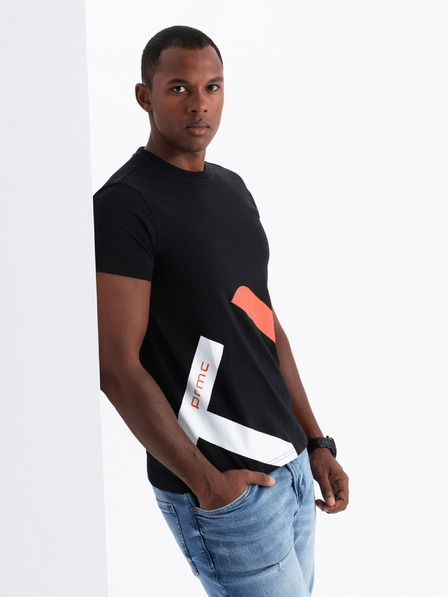Ombre Clothing Pánské bavlněné tričko s jemnou výšivkou Ombre Clothing