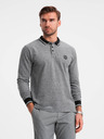 Ombre Clothing Pánské polo tričko s dlouhým rukávem a výšivkou Ombre Clothing